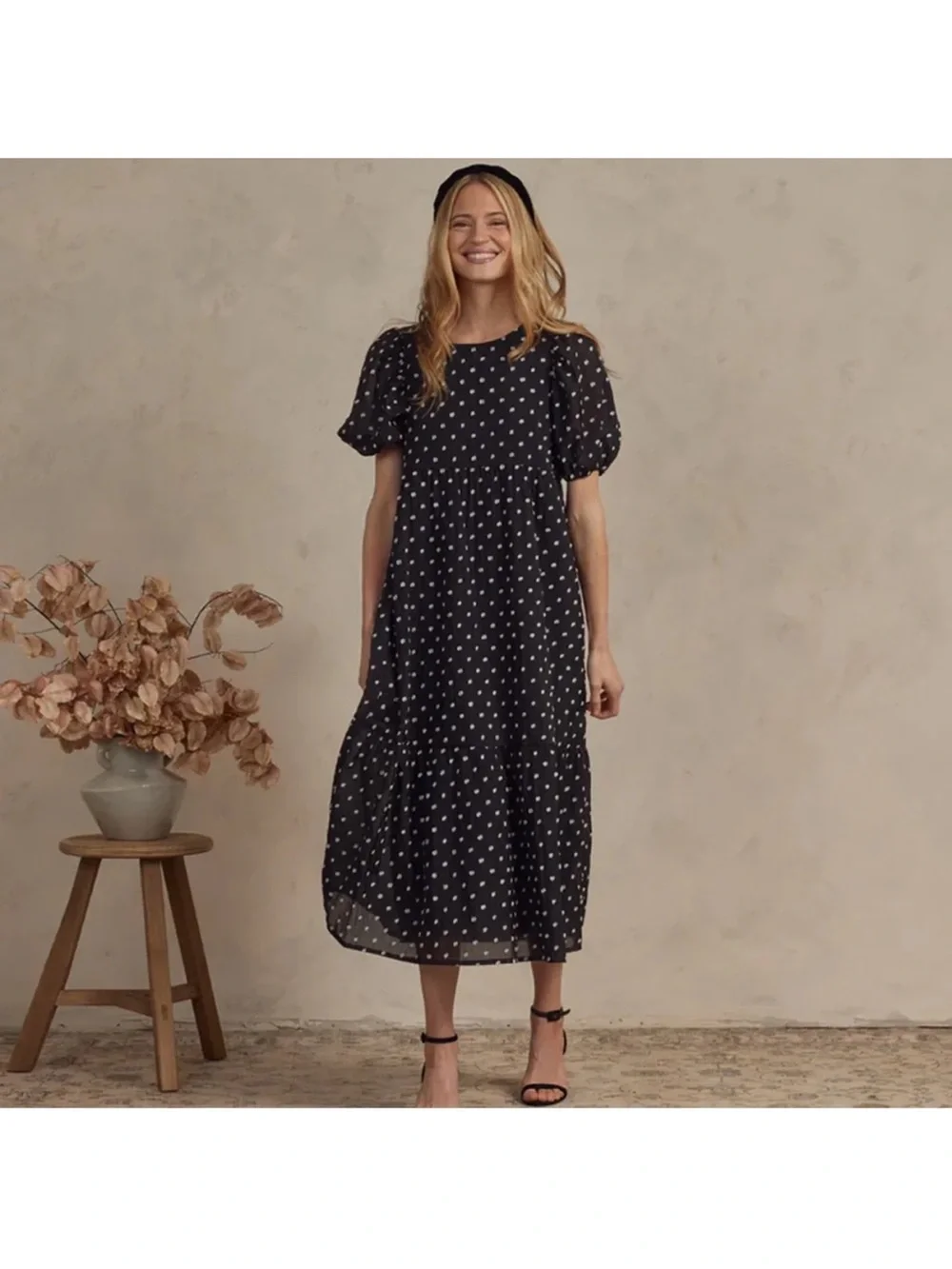 Noralee Claire Dress in black & ivory dot